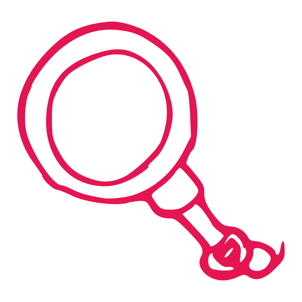 Hand drawn graphic of magnifying glass.